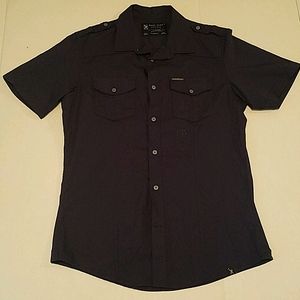 Marc Ecko Short Sleeve Button Down - Navy Blue